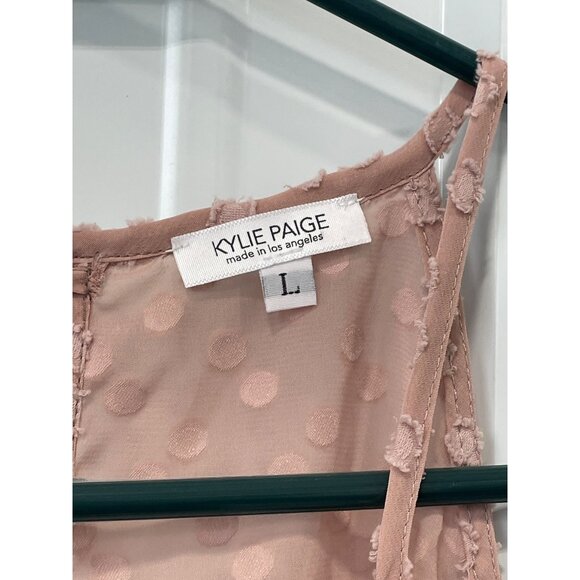 Kylie Paige Blouse Size Large Sleeveless Tie Front Sleeveless Clip Dot Feminine - Picture 3 of 6